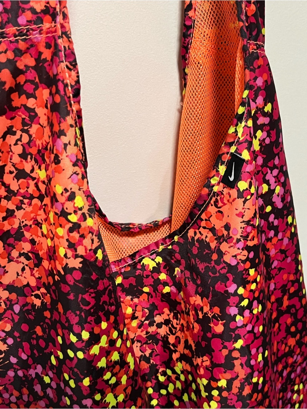 Vintage Nike Reversible Hobo Tote Bag Neon Orange Splatter Print - Picture 4 of 5